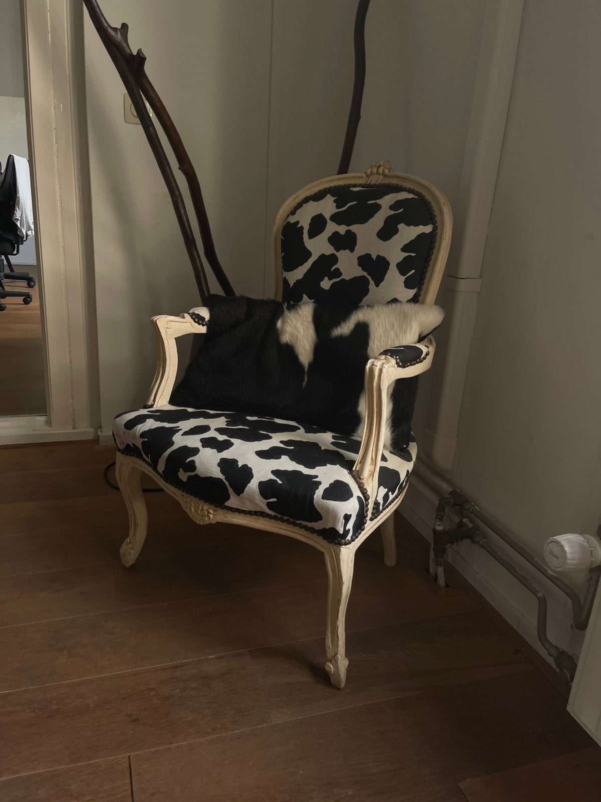 Vintage fauteuil / barok stoeltje – koeienprint, Ophalen