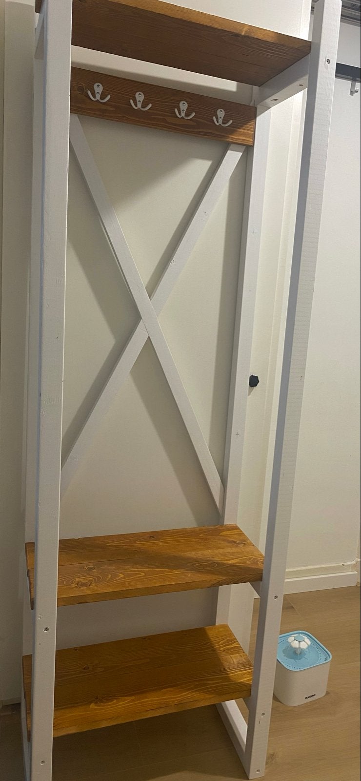 Witte kapstok met houten planken en haken, Ophalen of Verzenden, Zo goed als nieuw