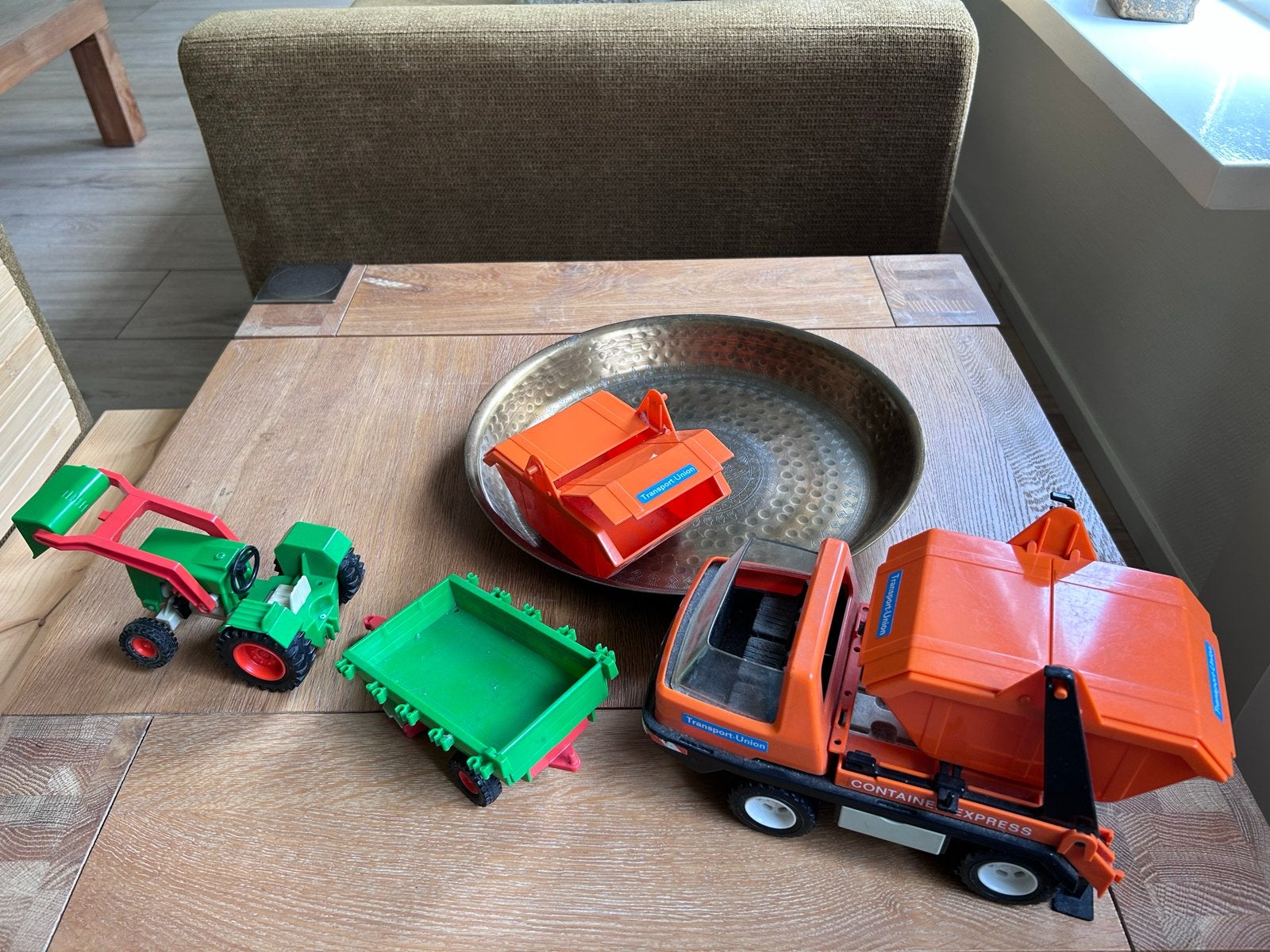 Speelgoed set: tractor, aanhanger en vrachtwagen, Ophalen of Verzenden, Gebruikt