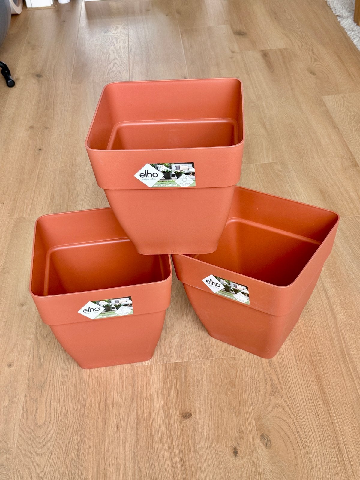 3x Elho Vibia Campana Bloempotten 30cm, Tuin en Terras, Kunststof, Vierkant, Nieuw, Minder dan 40 cm