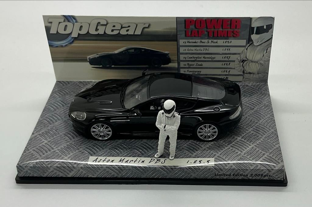 Minichamps Topgear  Aston Martin DBS met Stig “Zwart” 1:43, Hobby en Vrije tijd, Modelauto's | 1:43, Ophalen of Verzenden, Nieuw