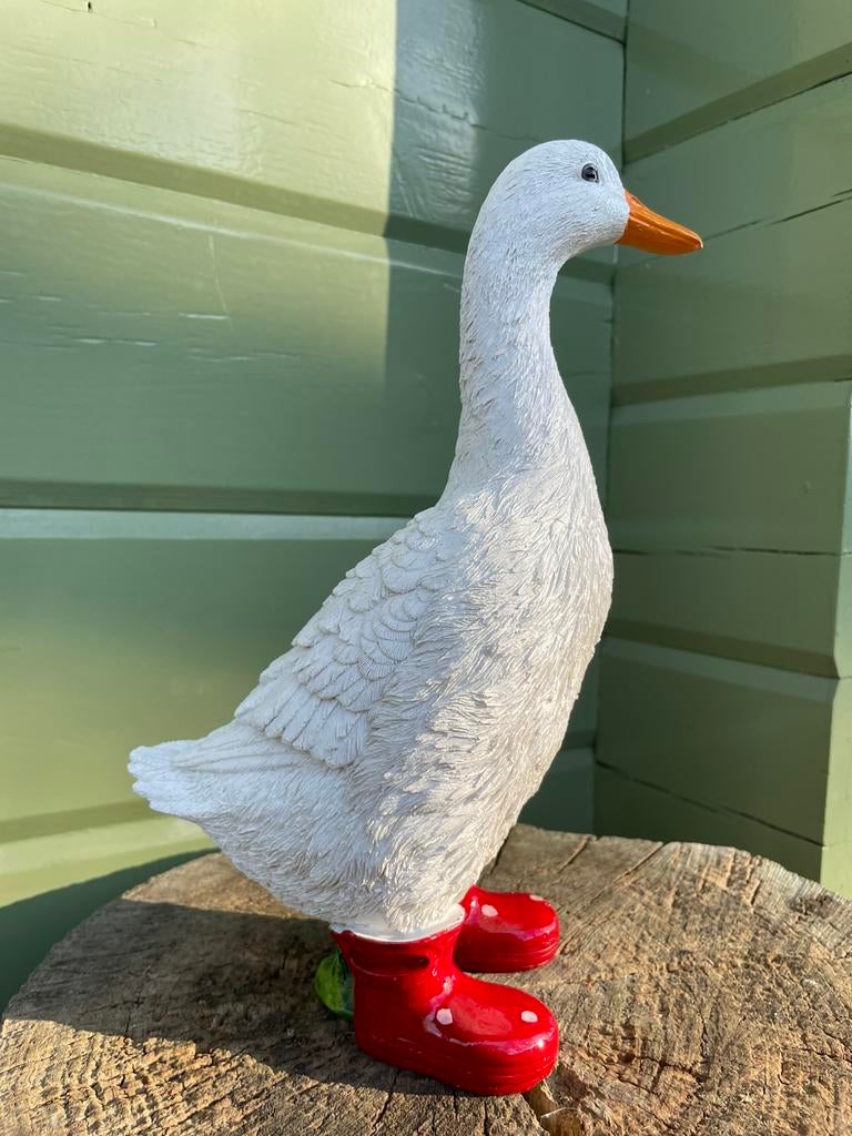 Gans rode regenlaarsjes tuin beeld vijver zwembad boerderij, Tuin en Terras, Tuinbeelden, Ophalen of Verzenden, Nieuw, Kunststof