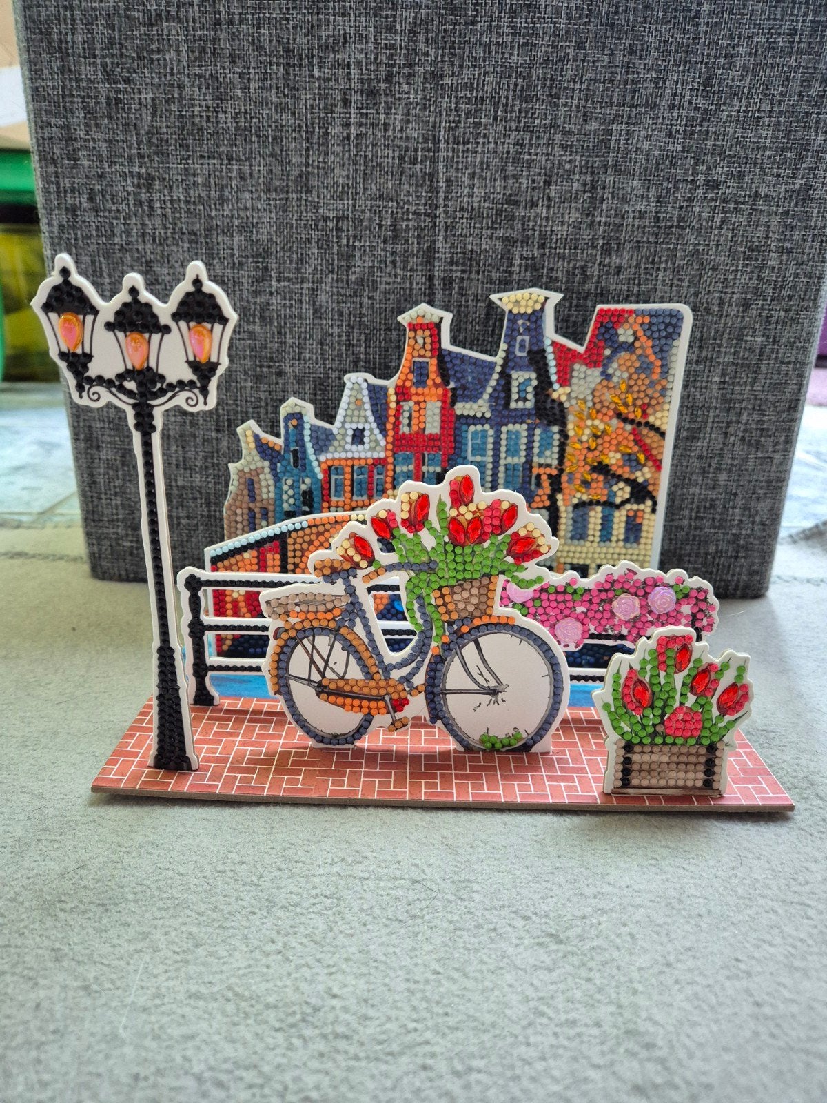Diamond Painting 3D Amsterdam Grachtenpandjes Fiets, Handgemaakt, Gebouwen, Diamond painting, Ophalen of Verzenden