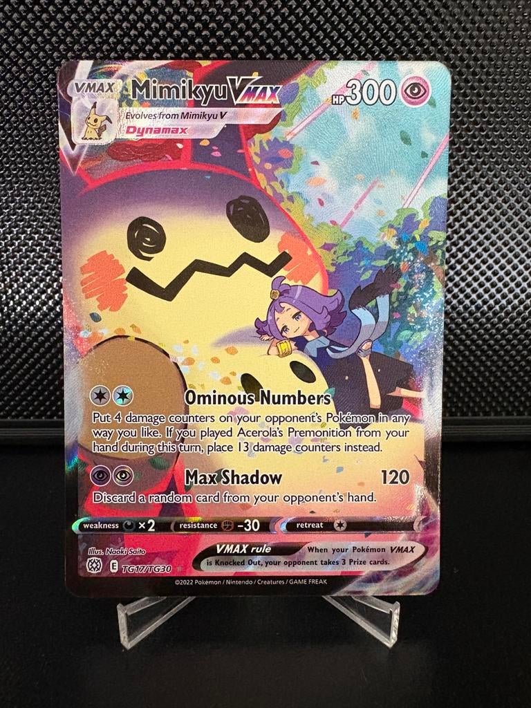Mimikyu Vmax TG17/TG30, Hobby en Vrije tijd, Verzamelkaartspellen | Pokémon, Ophalen of Verzenden, Losse kaart, Foil