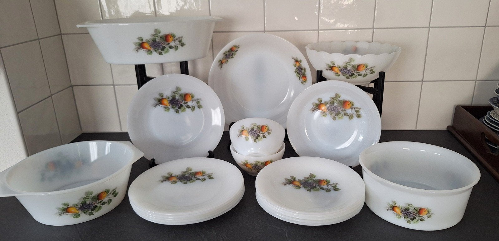 Arcopal Fruits de France servies, Huis en Inrichting, Keuken | Servies, Ophalen, Glas, Overige stijlen, Schaal of Schalen