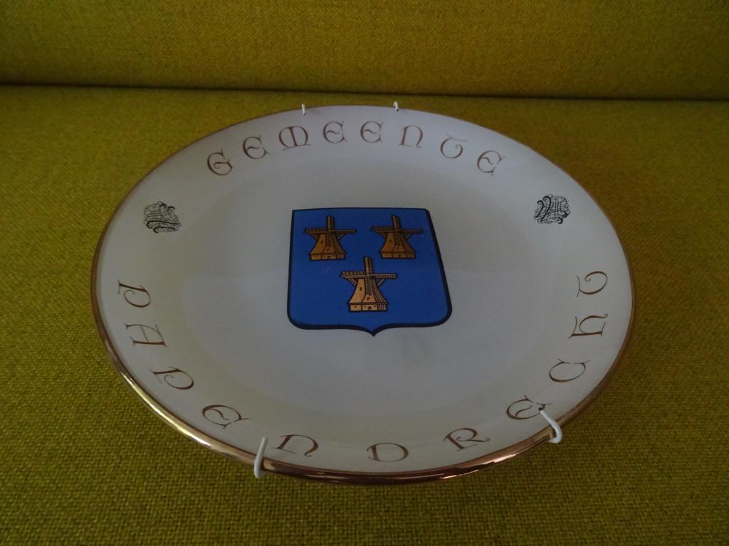 Glazen wandbord Gem. Papendrecht-Puntgave staat-(lees TEKST), Ophalen of Verzenden
