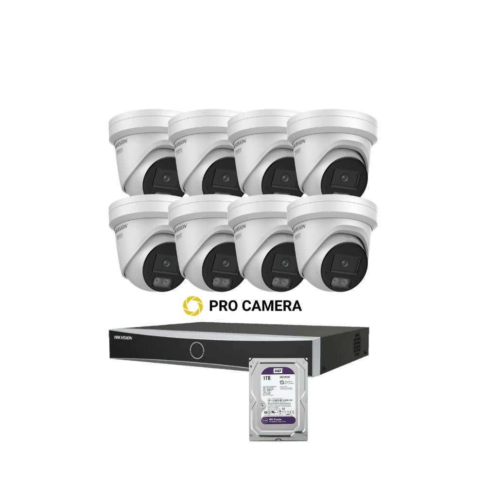 Hikvision 8x 8MP 2.8mm Smart Hybrid Colorvu 3.0 + NVR + 2 TB, Ophalen of Verzenden, Nieuw, Buitencamera