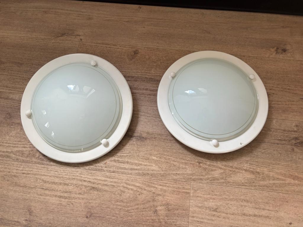 2x Massive Plafondlampen - Wit, Rond, Max 60W, Ophalen of Verzenden, Gebruikt