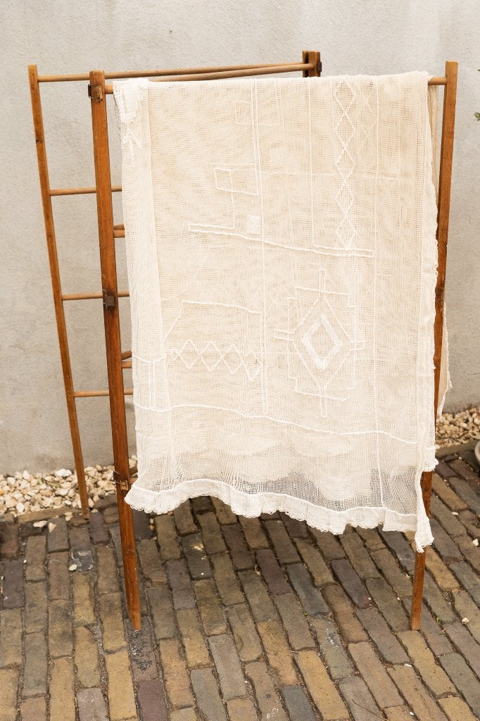 Vintage wit geborduurd kleed, Ophalen of Verzenden