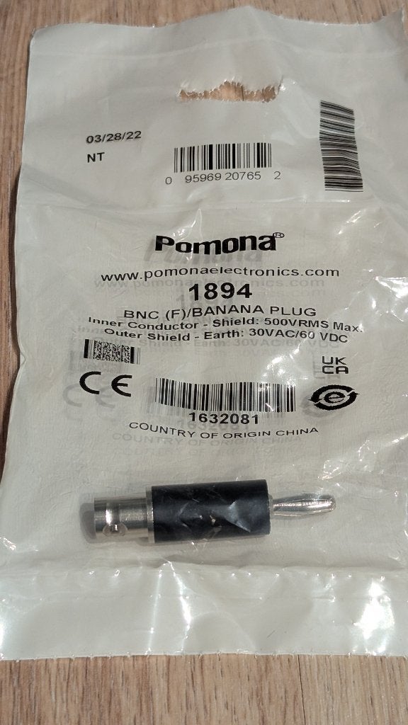 POMONA 1894 ADAPTER BNC JACK TO BANANA PLUG, Ophalen of Verzenden, Nieuw