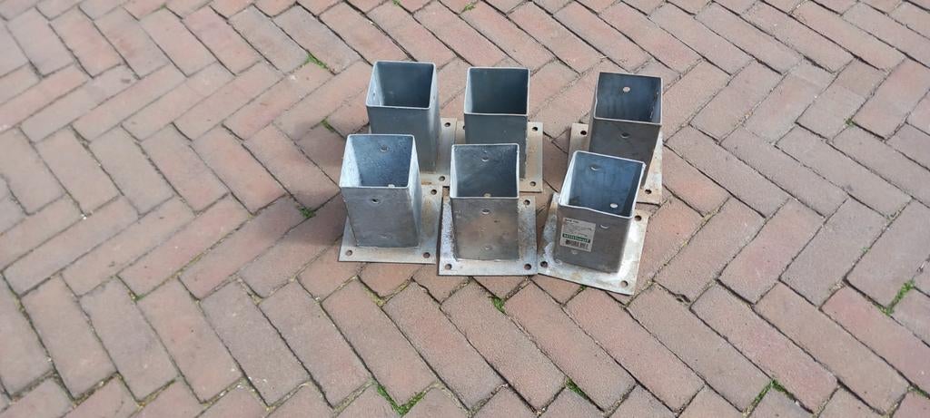 Paalhouders 9x9 x14 cm - 6 stuks, Ophalen of Verzenden, Gebruikt, IJzer, Overige typen