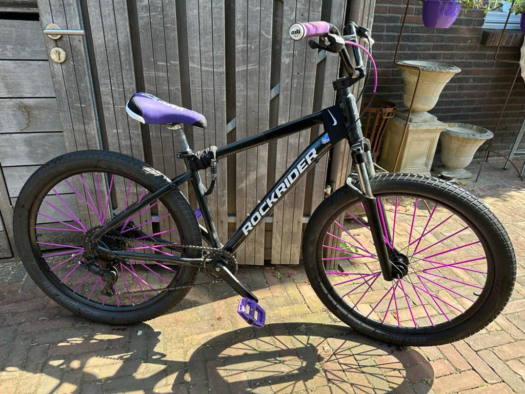 Rockrider ST530 27.5” MTB Custom zwart/paars – veel extra’s, Ophalen, 24 inch of meer, Gebruikt, Aluminium