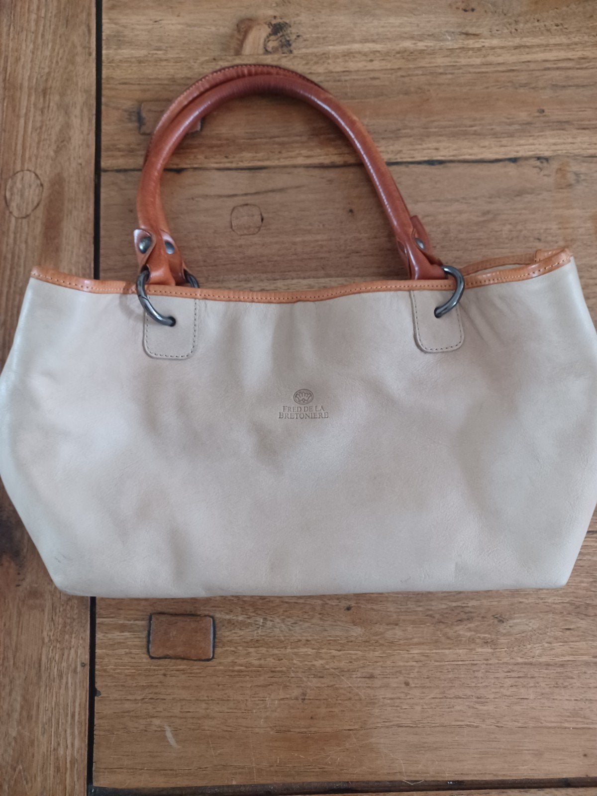 Fred de la Bretoniere handtas beige leer, Sieraden, Tassen en Uiterlijk, Ophalen of Verzenden, Gebruikt, Beige, Handtas