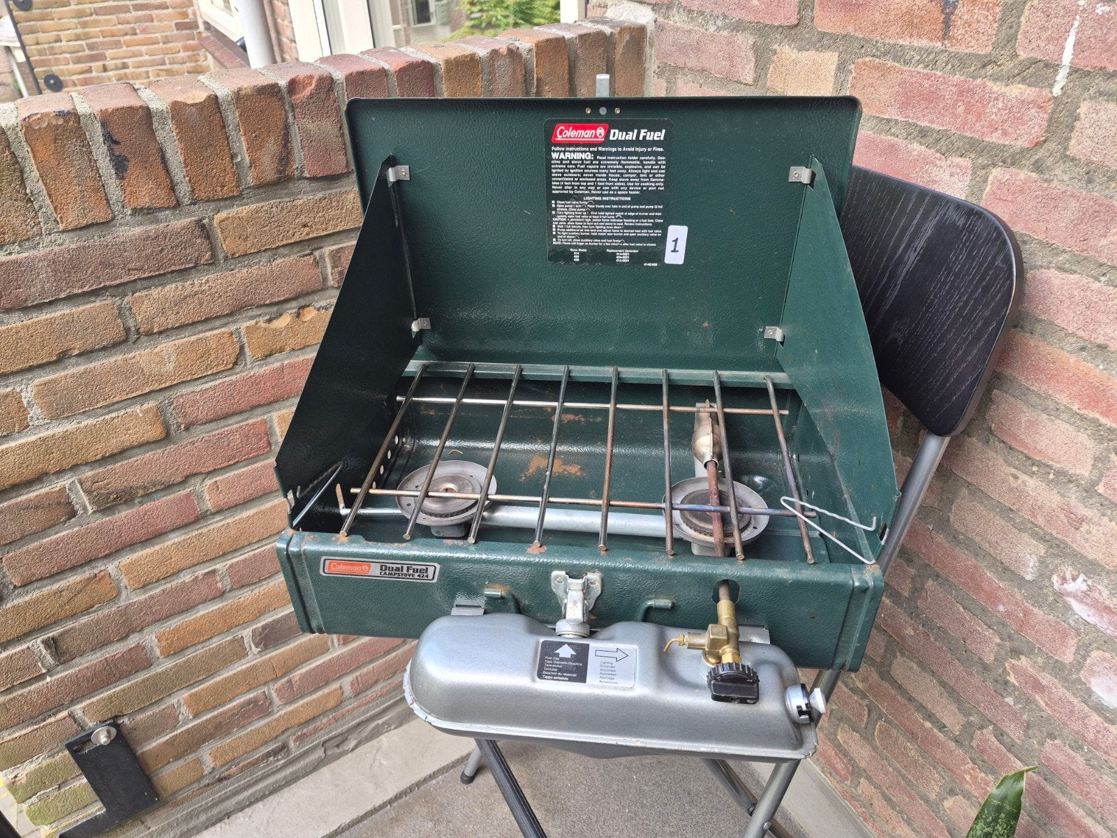 coleman 2 pits unlead camping gasstel, Caravans en Kamperen, Ophalen, Gebruikt