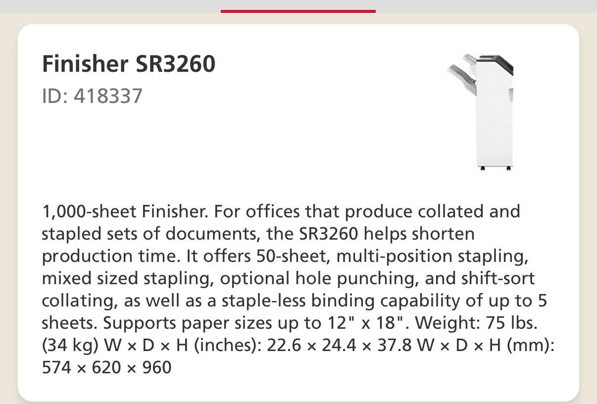 Ricoh SR3260 Finisher – voor IM C3000 / C3500 / C4500 …, Ophalen, Gebruikt, Overige technieken, Kopieermachine