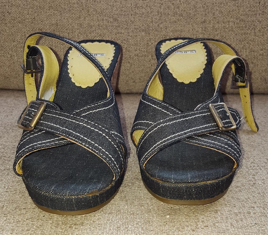 Hobb's hobbs denim sleehak sandalen mt 37 als nieuw nr 45307, Hobb's, Blauw, ., Hobb's
