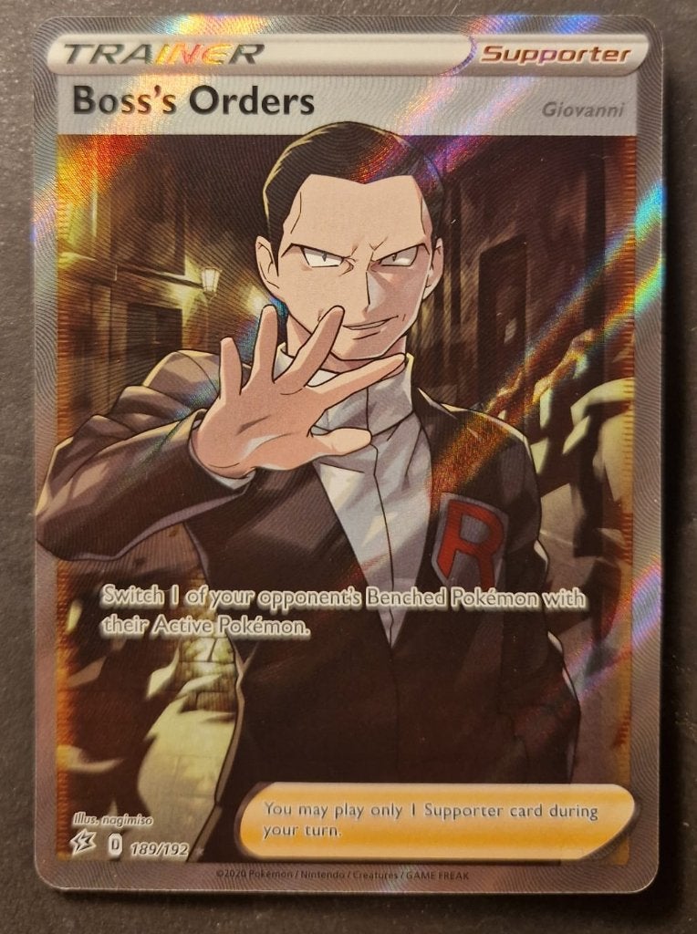 Pokémon kaart Boss orders full art rebel clash, Ophalen, Gebruikt, Losse kaart
