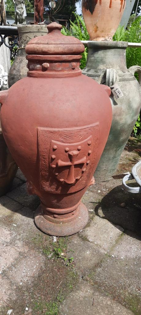 Decoratieve Terracotta Tuinvaas met Deksel, Ophalen