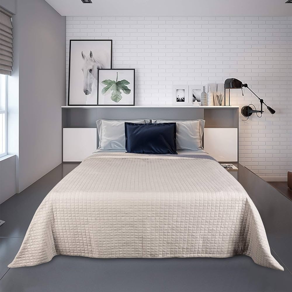 WOLTU Gewatteerde Bedsprei 240x260 Taupe Donkergrijs sprei, Beige, Overige typen, Ophalen of Verzenden, H