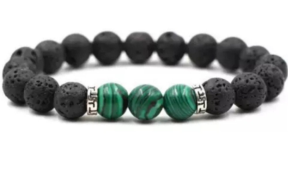 Armband van lava en malachiet - maat naar wens, Info.adorabeads@gmail.com, Want 18 Hoogvliet, Adorabeads, Nieuw