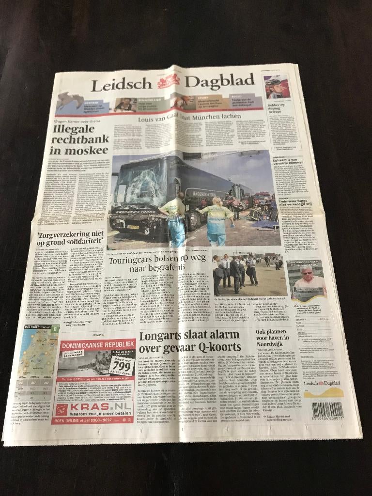 Leidsch Dagblad 2 juli 2009, Verzamelen, Tijdschriften, Kranten en Knipsels, Ophalen of Verzenden, 1980 tot heden, Krant