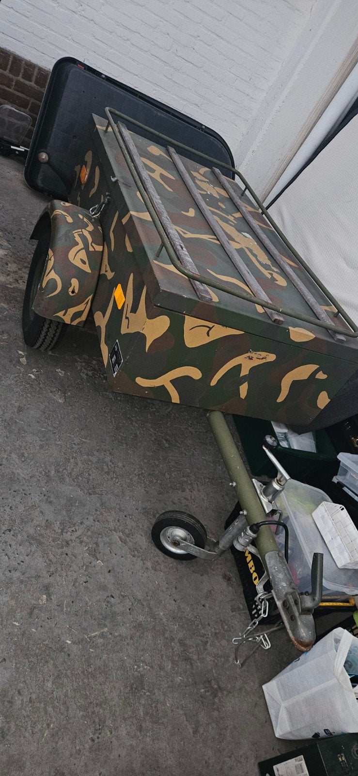 Leuke kleine bagage aanhanger in camouflage kleur, Auto diversen, Aanhangers en Bagagewagens, Ophalen, Gebruikt