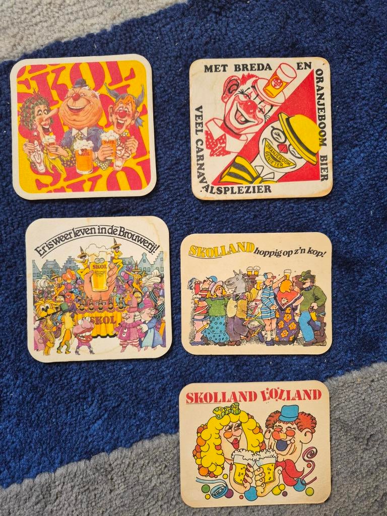 5 Skol Carnaval Bierviltjes - Diverse Ontwerpen, Ophalen of Verzenden