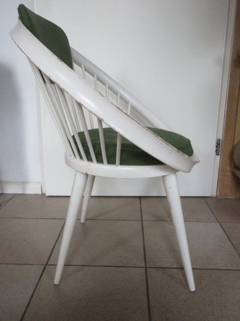 Stoel rond Scandinavisch design Yngve Ekstrom circle chair, Ophalen, Gebruikt, Wit, Design