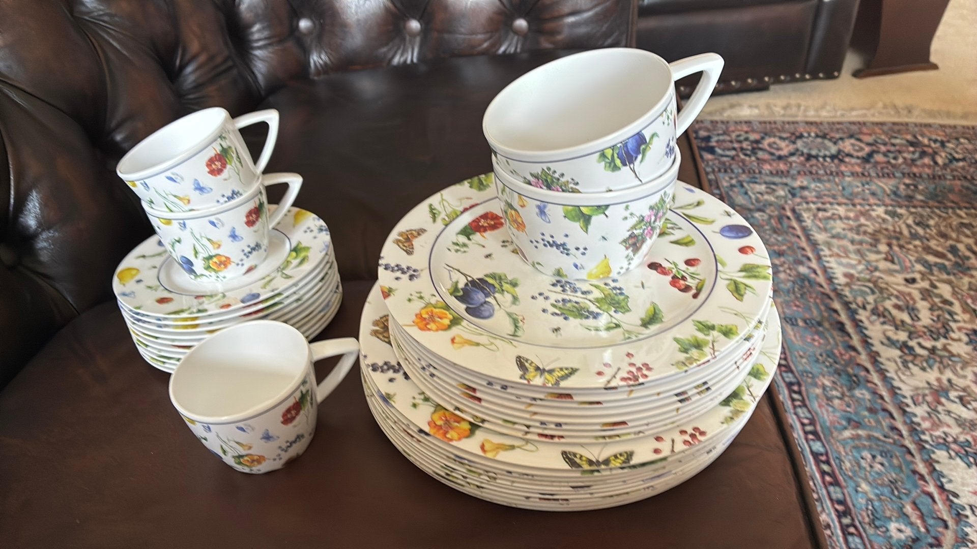 Melamine Mepal-Rosti, met bloemen, fruit en vlinders, Overige materialen, Gebruikt, Overige typen, Ophalen of Verzenden