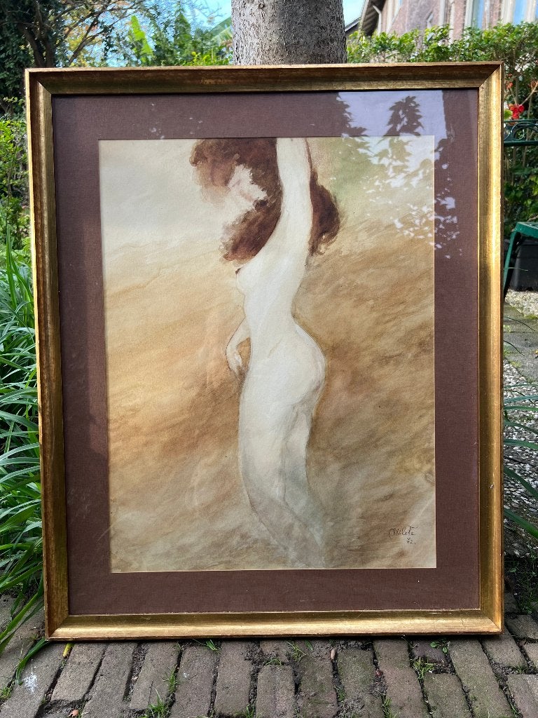 Schilderij Milota 72 Erotisch naakte vrouw naked woman, Bijzondere lijst, Portret of Personen, Realistisch, Ophalen of Verzenden