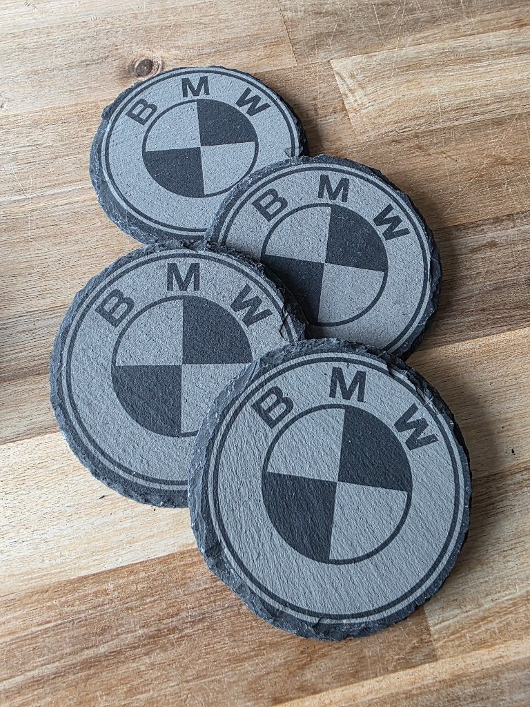 BMW Leistenen onderzetter set rond auto tuning racing, Ophalen of Verzenden, Glasonderzetter, Nieuw, Steen/keramiek