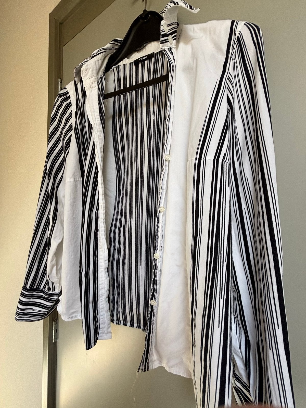 Stijlvolle Zwart-Wit Gestreept Blouse - Maat L, Verzenden, Zo goed als nieuw, Maat 42/44 (L), Wit