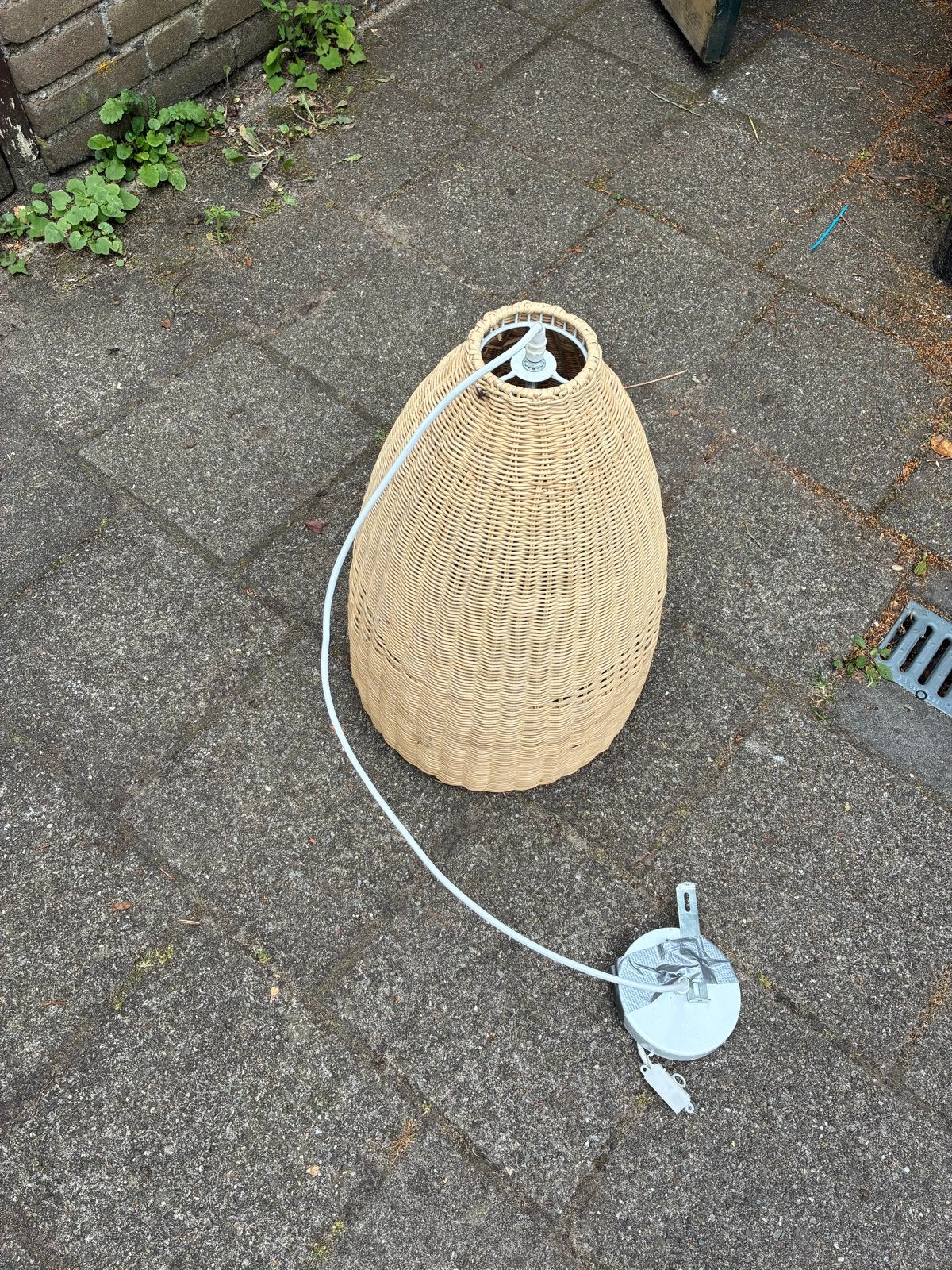 Rotan hanglamp - Boheemse stijl, Ophalen, Gebruikt, Natuurlijk materiaal, E27 (groot)