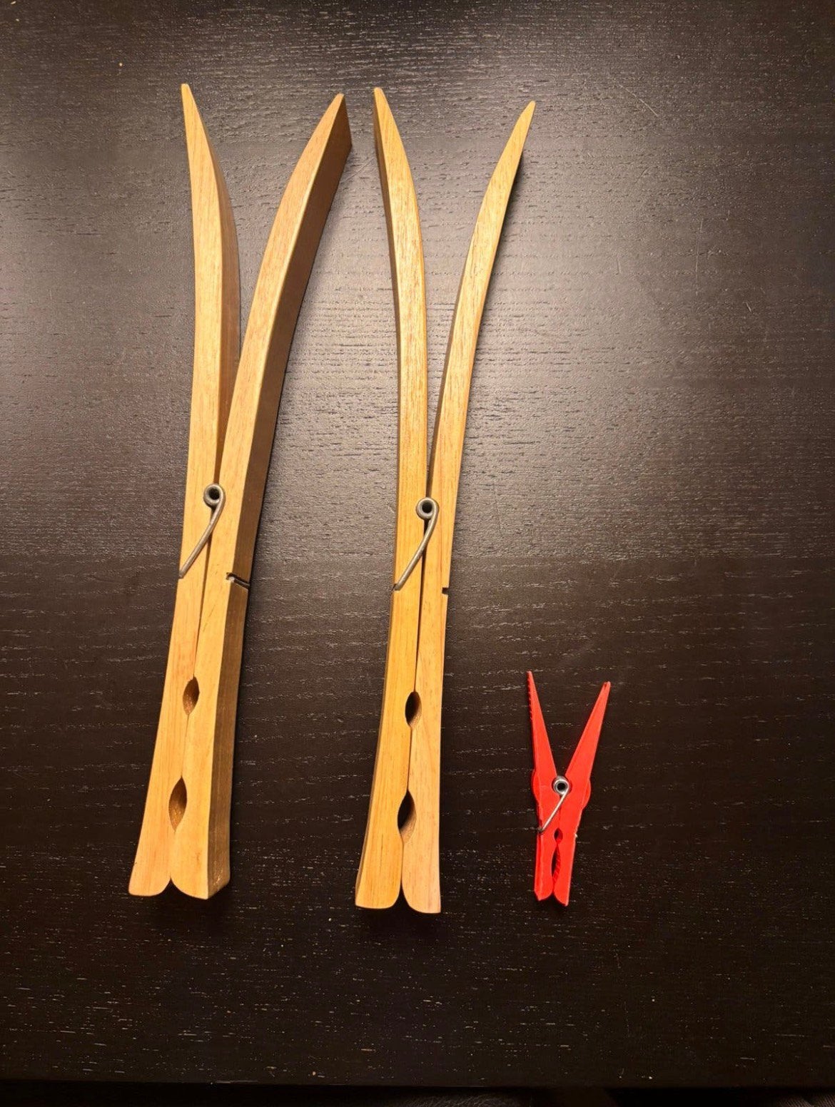 Grote Vintage Houten Wasknijpers XL ,2 stuks, Ophalen of Verzenden, Object, Bruin, Hout
