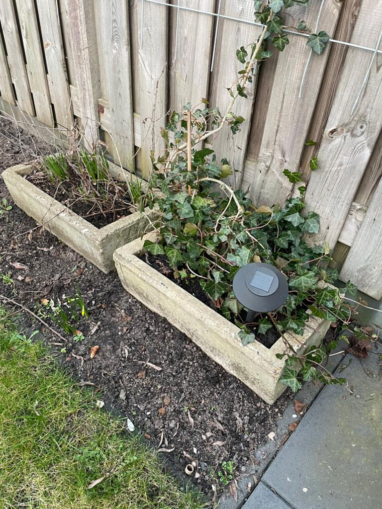 4 retro potten, Tuin en Terras, Ophalen, Steen, Minder dan 30 cm