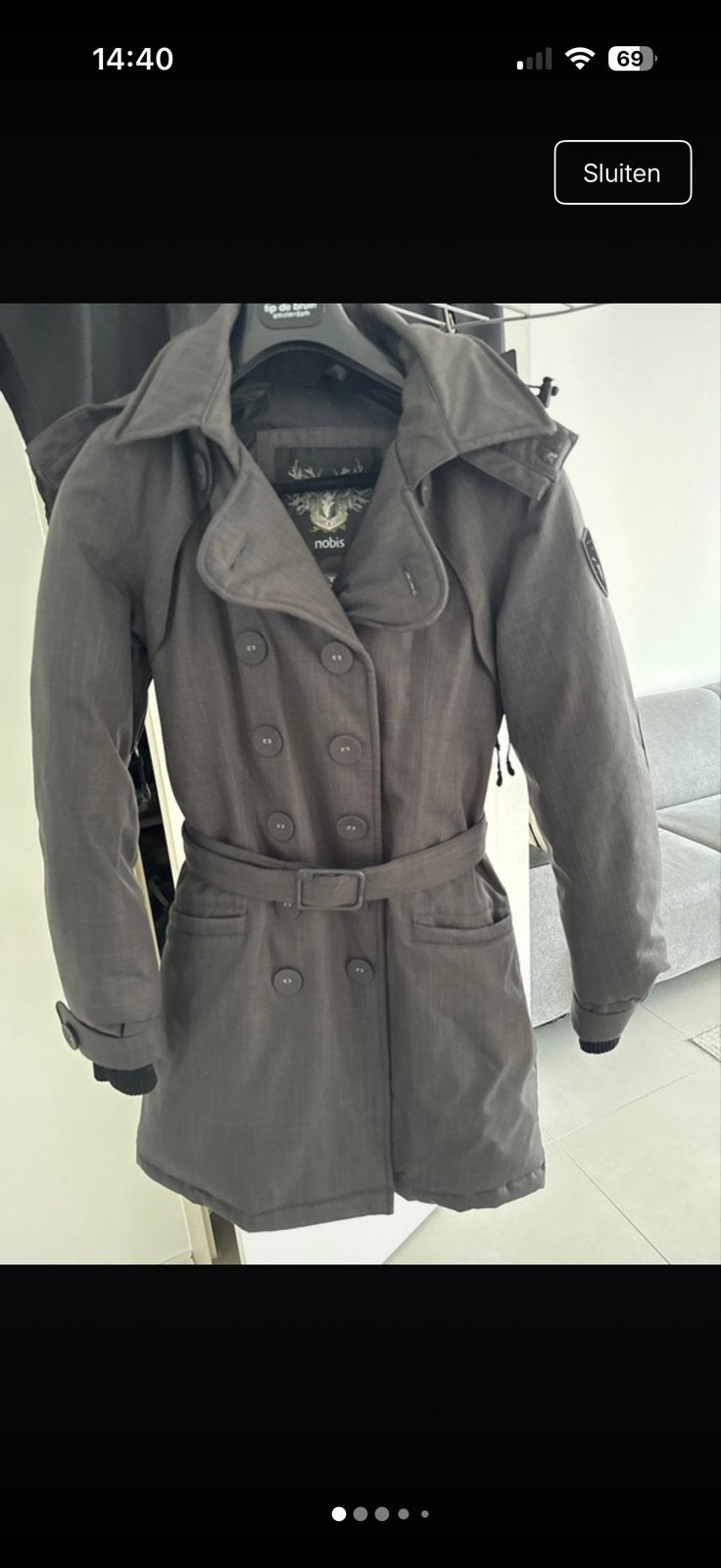 Nobis Morgan Parka - Grijs, Ophalen of Verzenden, Zo goed als nieuw, Maat 38/40 (M), Grijs