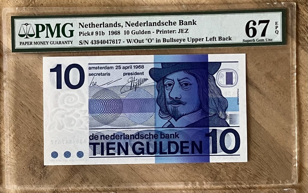 10 gulden 1968 Frans Hals ==> PMG 67, Postzegels en Munten, Ophalen, 10 gulden, Los biljet