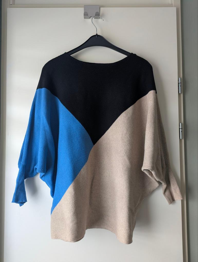C&A Trui XL - Zwart, Blauw & Beige Gebreide Trui, Kleding | Dames, Truien en Vesten, Overige kleuren, Maat 46/48 (XL) of groter