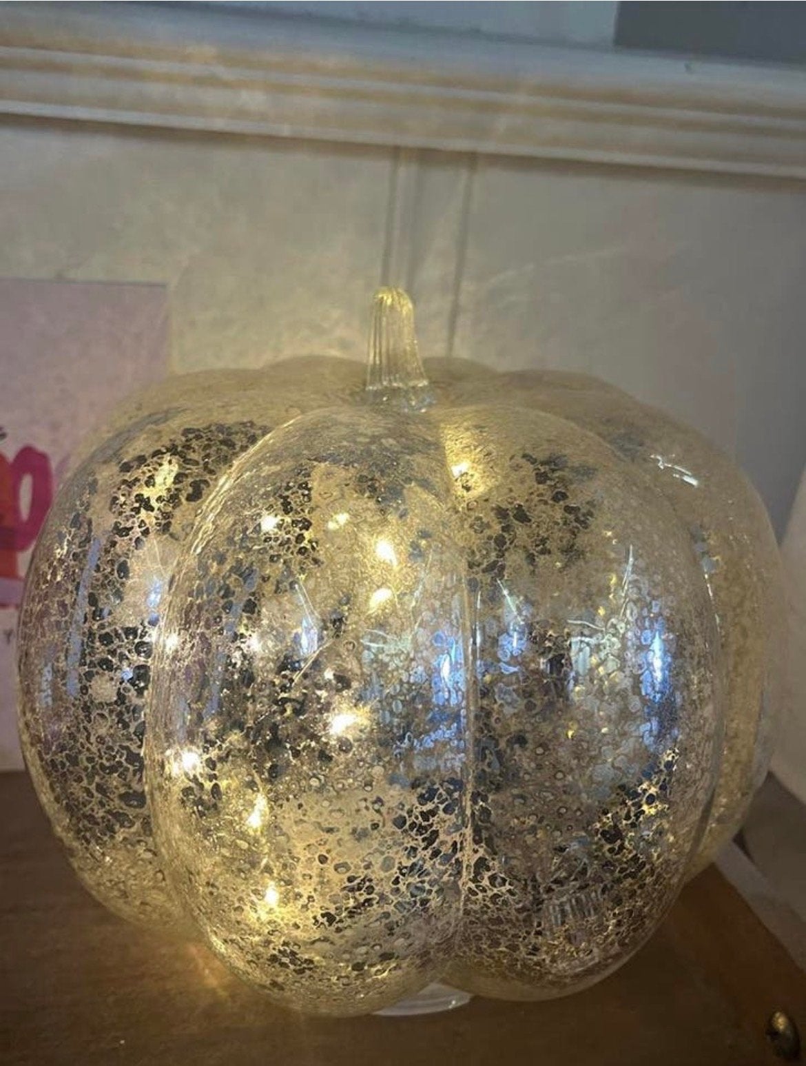 Decoratieve glazen pompoen met LED-verlichting, Ophalen of Verzenden, Zo goed als nieuw, Modern, Glas