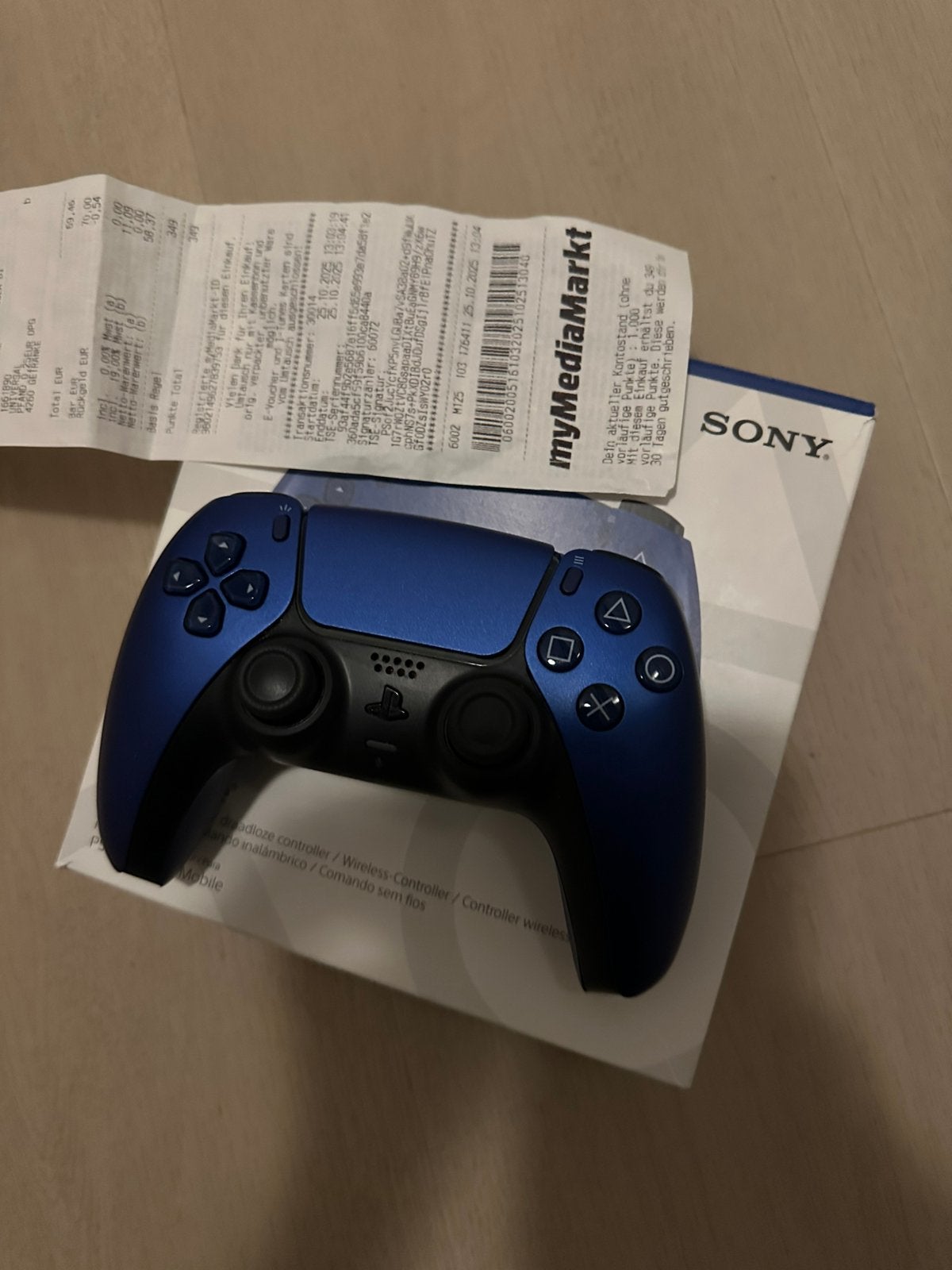 Ps5 controller blauw met garantie en bon + doos, Ophalen of Verzenden, Zo goed als nieuw, Controller, PlayStation 5