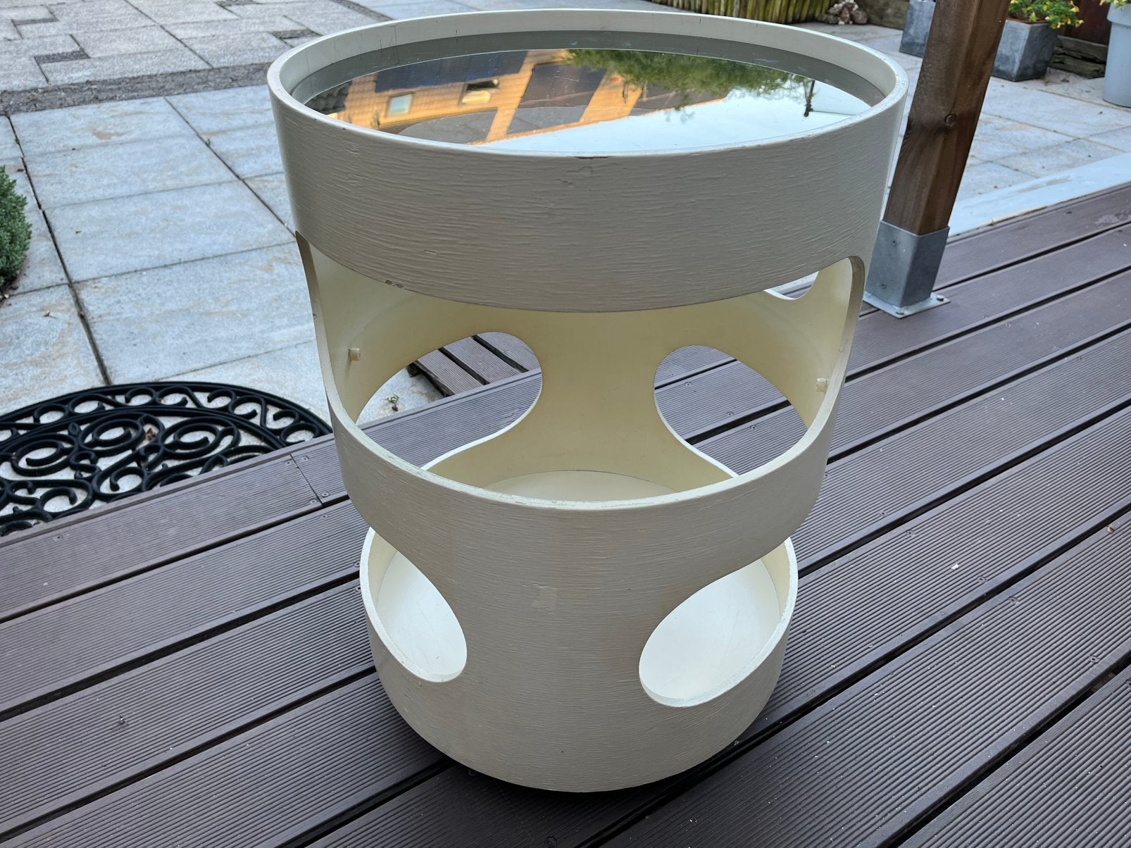 Opal / Luna Space Age bijzettafeltje jaren 70 Origineel, Ophalen, Minder dan 55 cm, Gebruikt, Rond