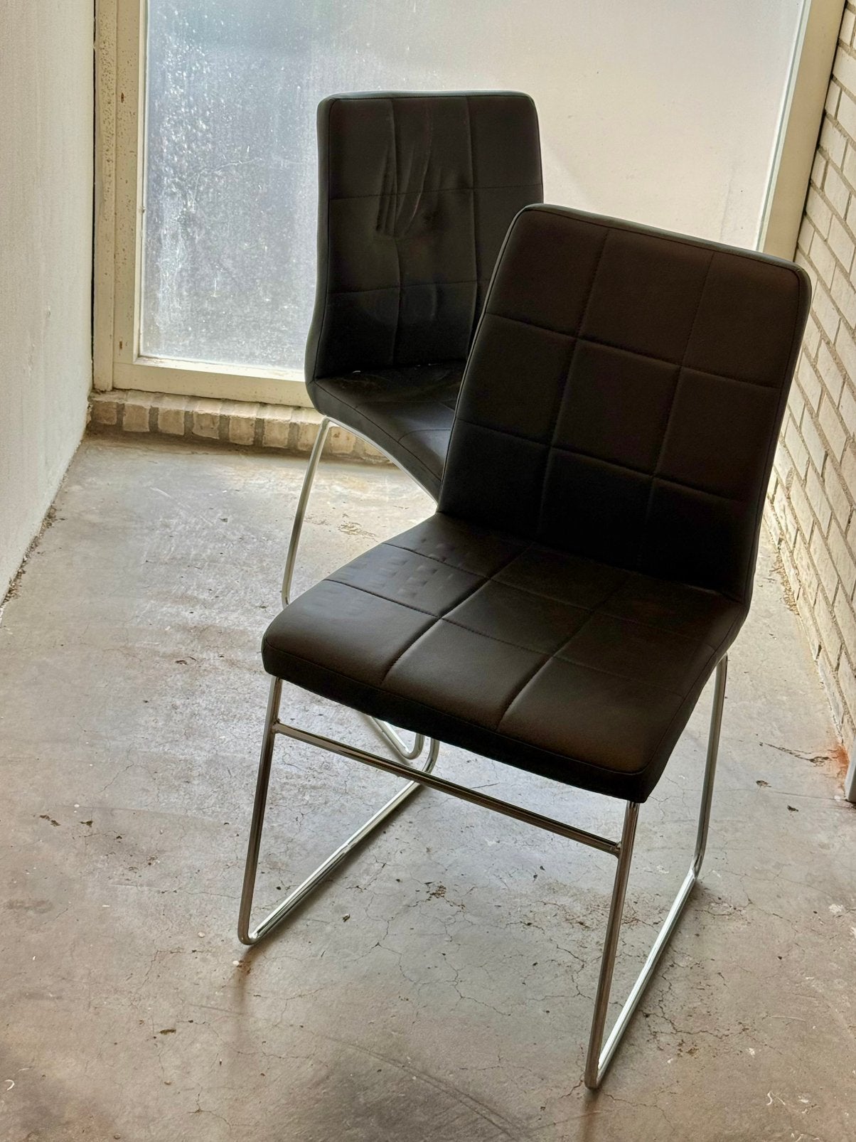 Eettafel stoelen drie stuk metaal zwart (nep)leder GRATIS, Ophalen, Gebruikt, Drie, Zwart