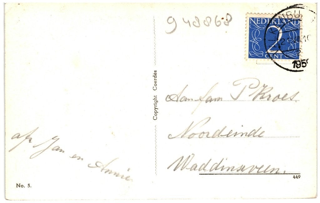 948868 Valkenburg Limburg 1950 Gelopen met postzegel, Ophalen of Verzenden, 1940 tot 1960, Gelopen, Limburg