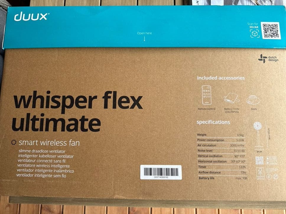 Duux Whisper Flex Ultimate Slimme Draadloze Ventilator, Ophalen of Verzenden, Ventilator met afstandsbediening, Nieuw, Statiefventilator
