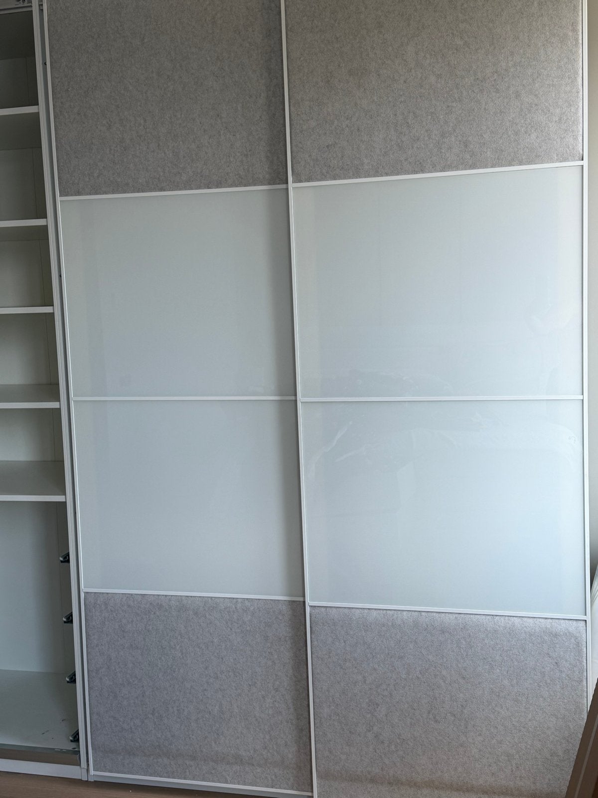 Ikea schuifdeur 300x236 met glas en stofpanelen, Ophalen, Gebruikt, 200 cm of meer, Glas