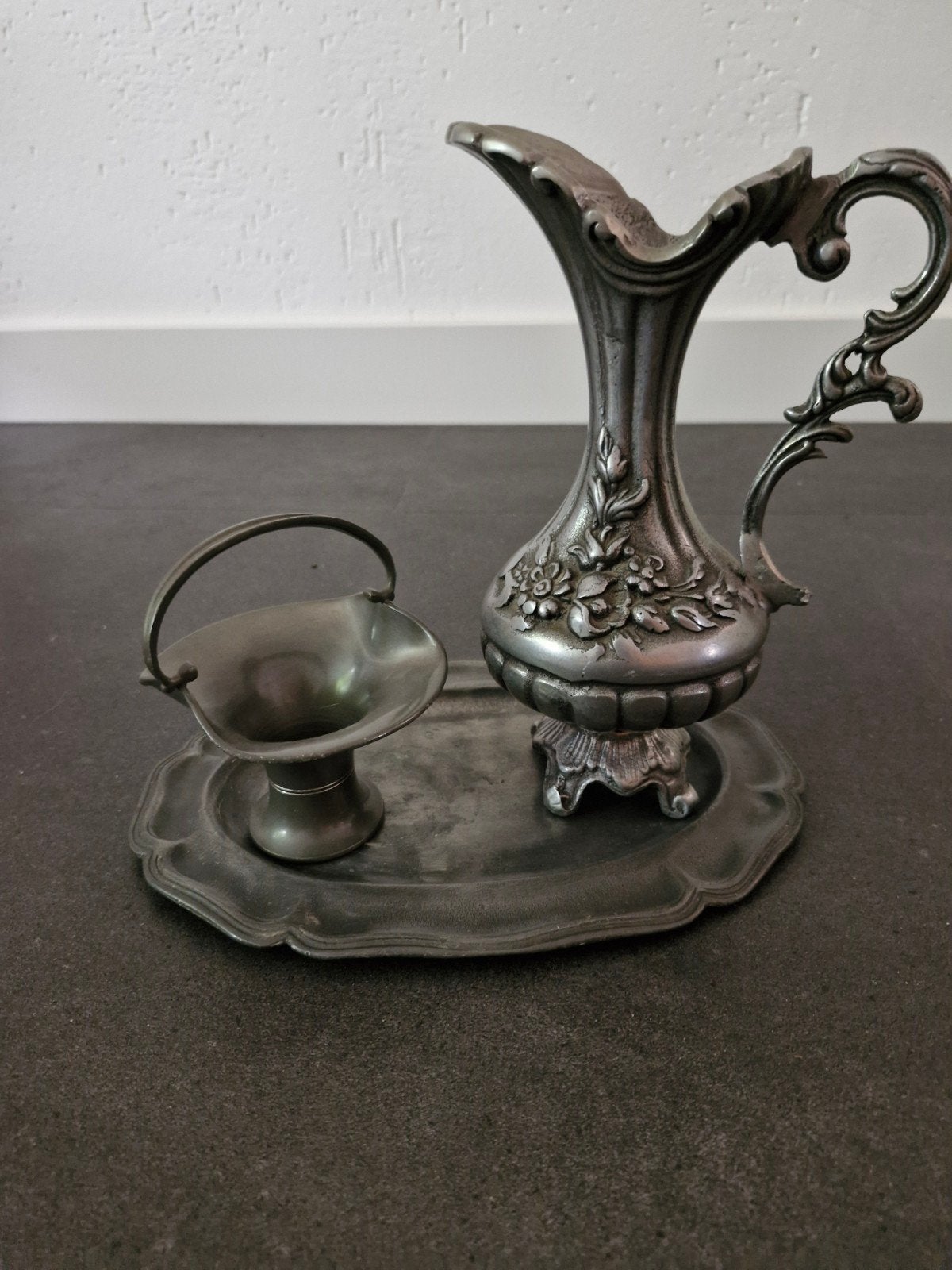 tinnen kan met bord en leuk schaaltje, Antiek en Kunst, Antiek | Tin, Ophalen