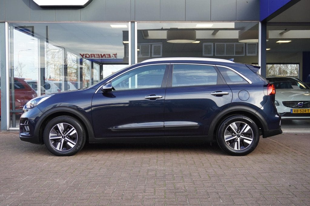 Kia Niro 1.6 GDi Hybrid DynamicLine | Automaat | Navigatie |, Auto's, Kia, Gebruikt, Blauw, Leder en Stof, 1390 kg