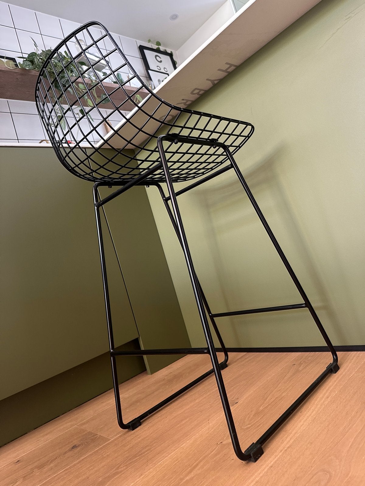 HK Living barkrukken - Zwart metalen design krukken, Ophalen, Met voetsteun, Zo goed als nieuw, 90 cm of meer