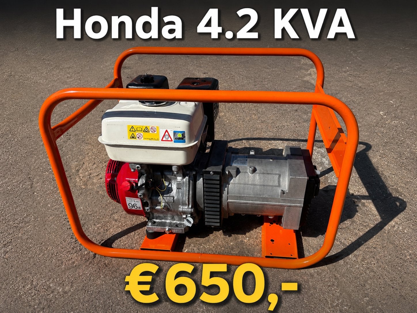 4.2 KVA aggregaat 230Volt Honda GX270 benzine generator