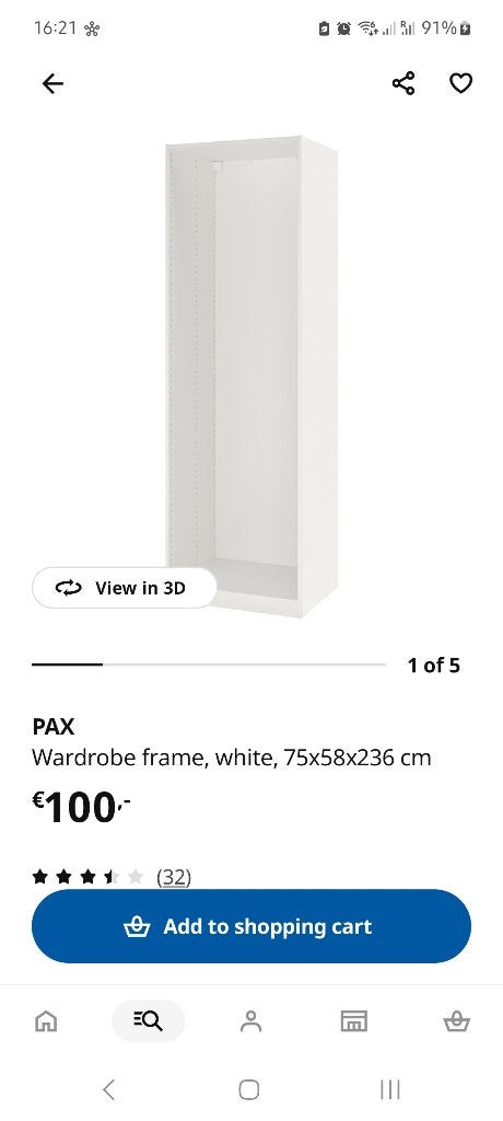 FREE Pax frame 75cmx236cm, Ophalen, Gebruikt, 200 cm of meer, 50 tot 100 cm